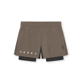 0752. Ripstop 3" High Split Liner Short - Deep Taupe/Black