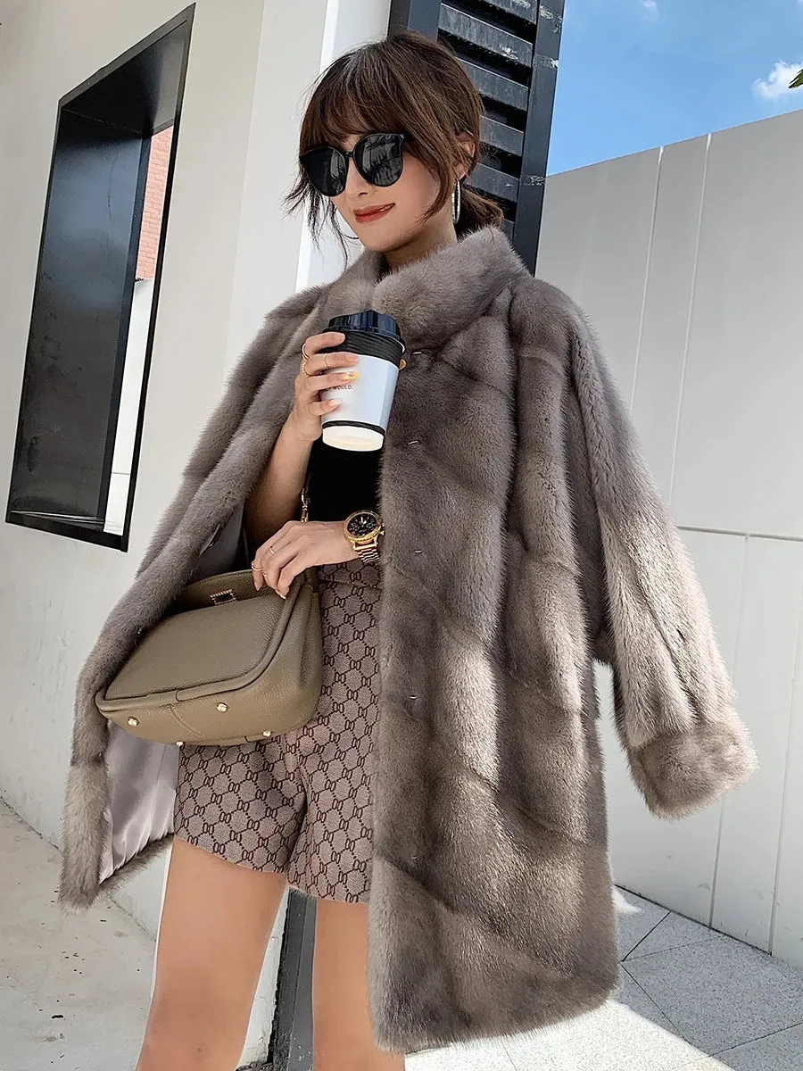 2024 New Arrival: Women's High-Quality Natural Mink Fur Coat – Thick, Warm, and Oversized Winter Jacket