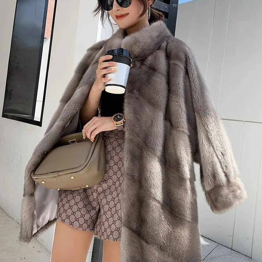 2024 New Arrival: Women's High-Quality Natural Mink Fur Coat – Thick, Warm, and Oversized Winter Jacket