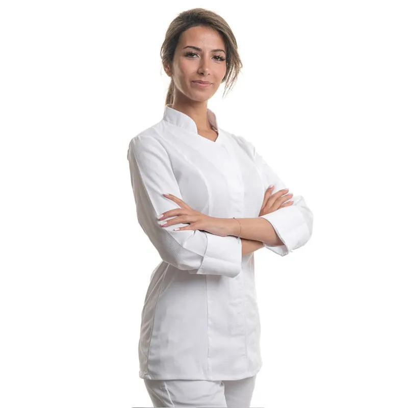 ABELLA Women's White Long Sleeve Kitchen Coat - ROBUR