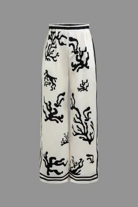 Abstract Print Wide Leg Pants