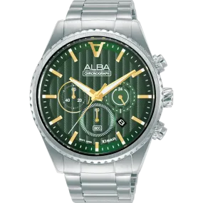 Alba Sports Chronograph Green Dial Mens Watch AT3H85X