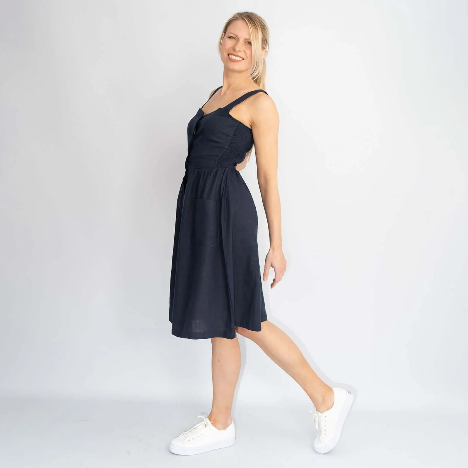 Aubrey Sleeveless Navy Blue Casual Short Summer Dresses