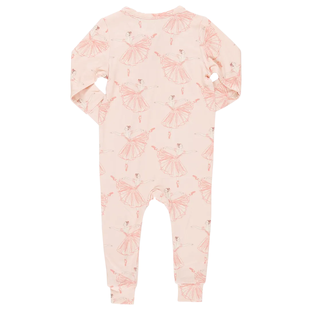 Baby Girls Ruffle Bamboo Romper - Pink Ballerinas