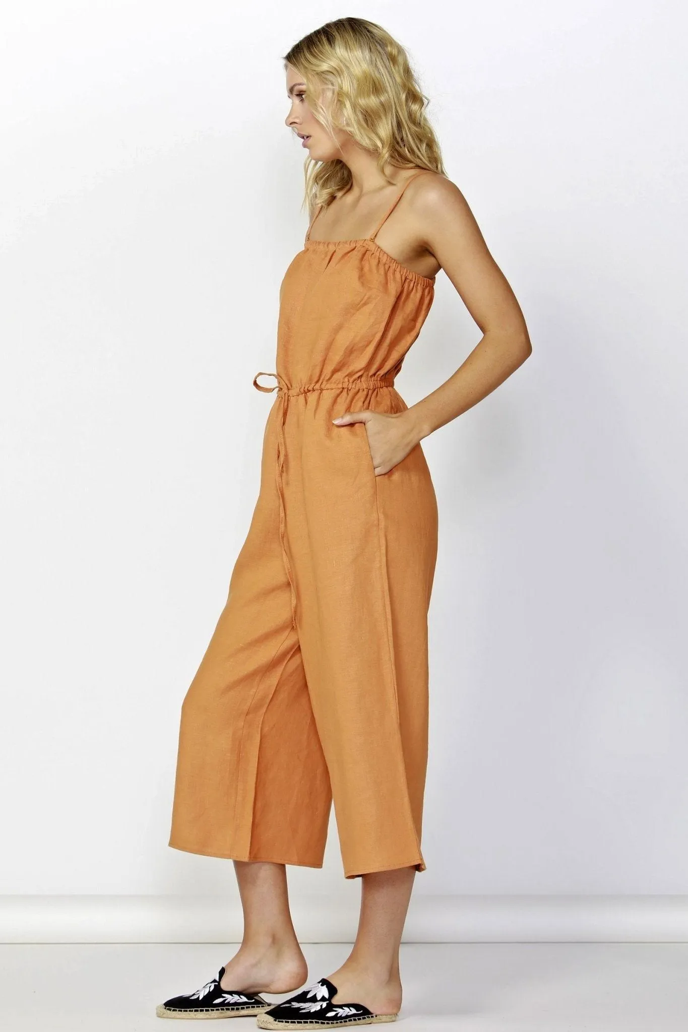 Betty Basics Finn Linen Jumpsuit in Rust