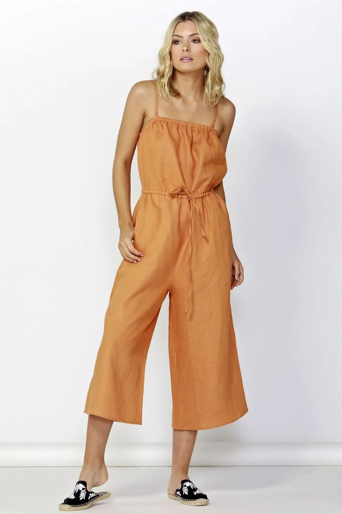 Betty Basics Finn Linen Jumpsuit in Rust