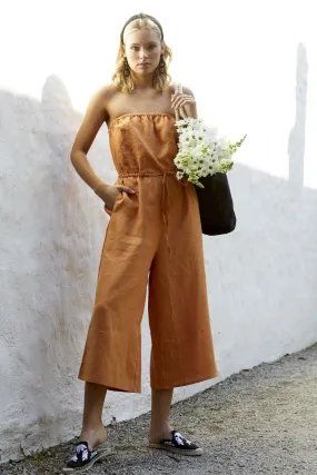 Betty Basics Finn Linen Jumpsuit in Rust