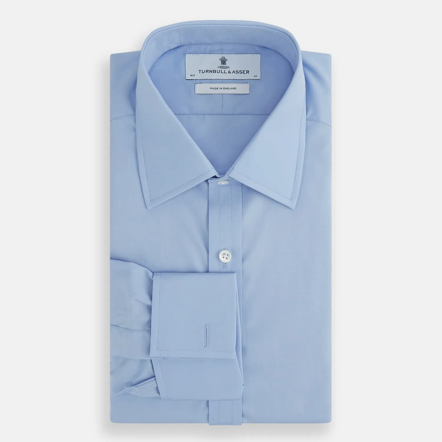 Blue Cotton Shirt with T&A Collar and Double Cuffs