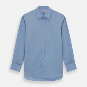 Blue Cotton Shirt with T&A Collar and Double Cuffs