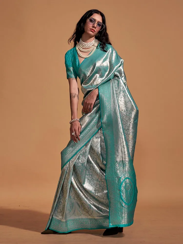 Blue Handwoven Kanjivaram Silk Saree