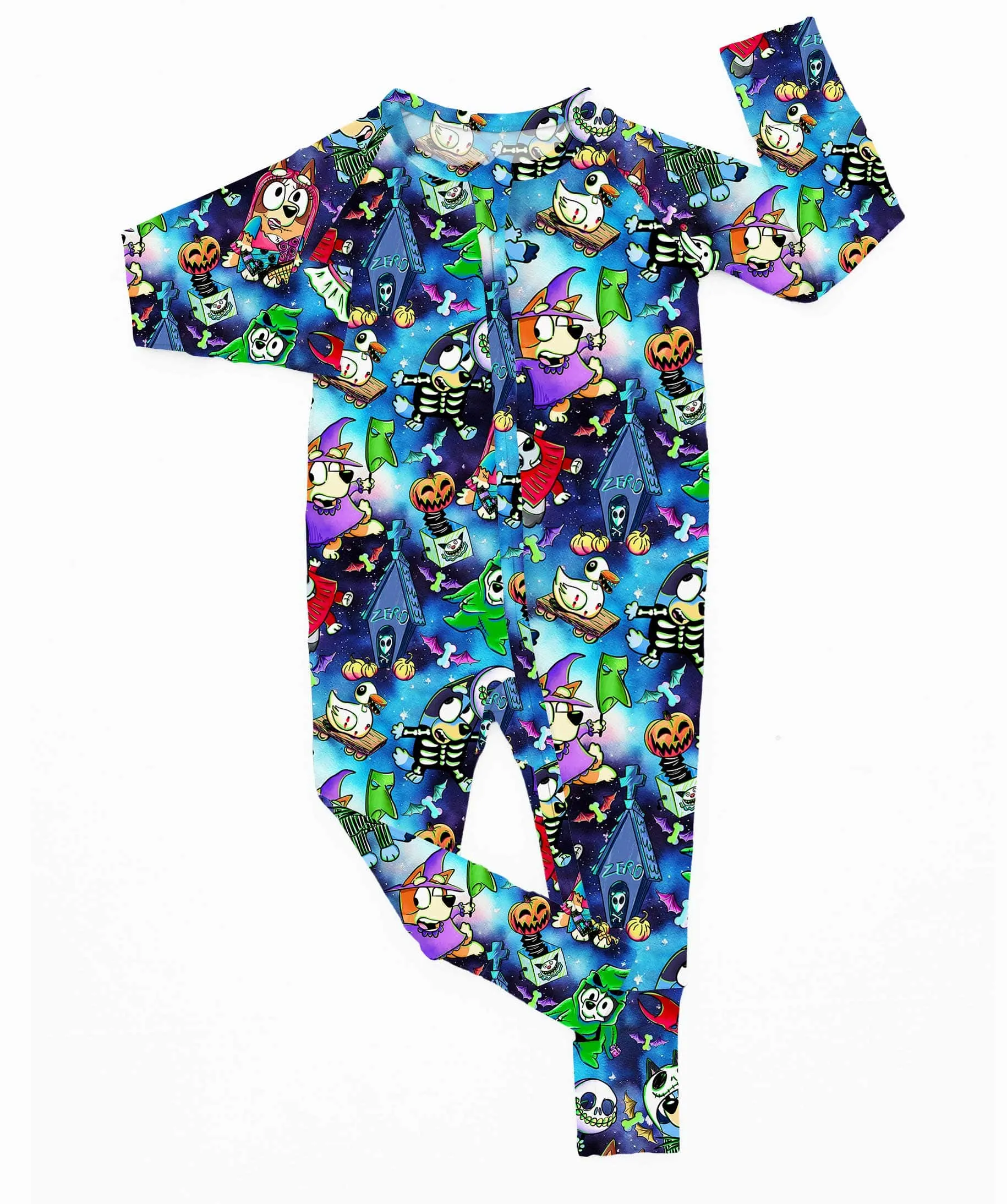 Boo Bash Creepin' it Blue - Bamboo Zippy Romper