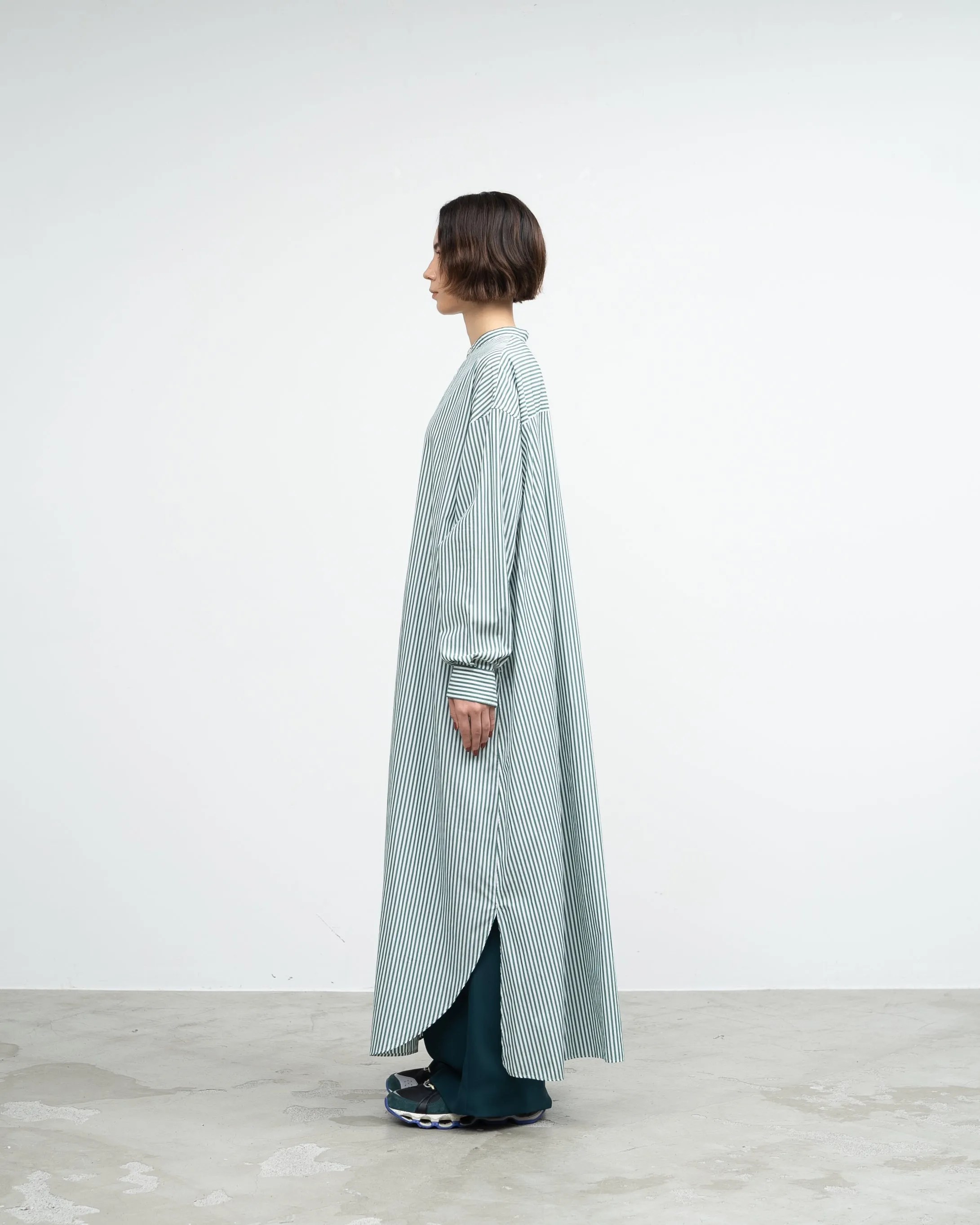 Broad Band Collar Oversized Shirt Dress