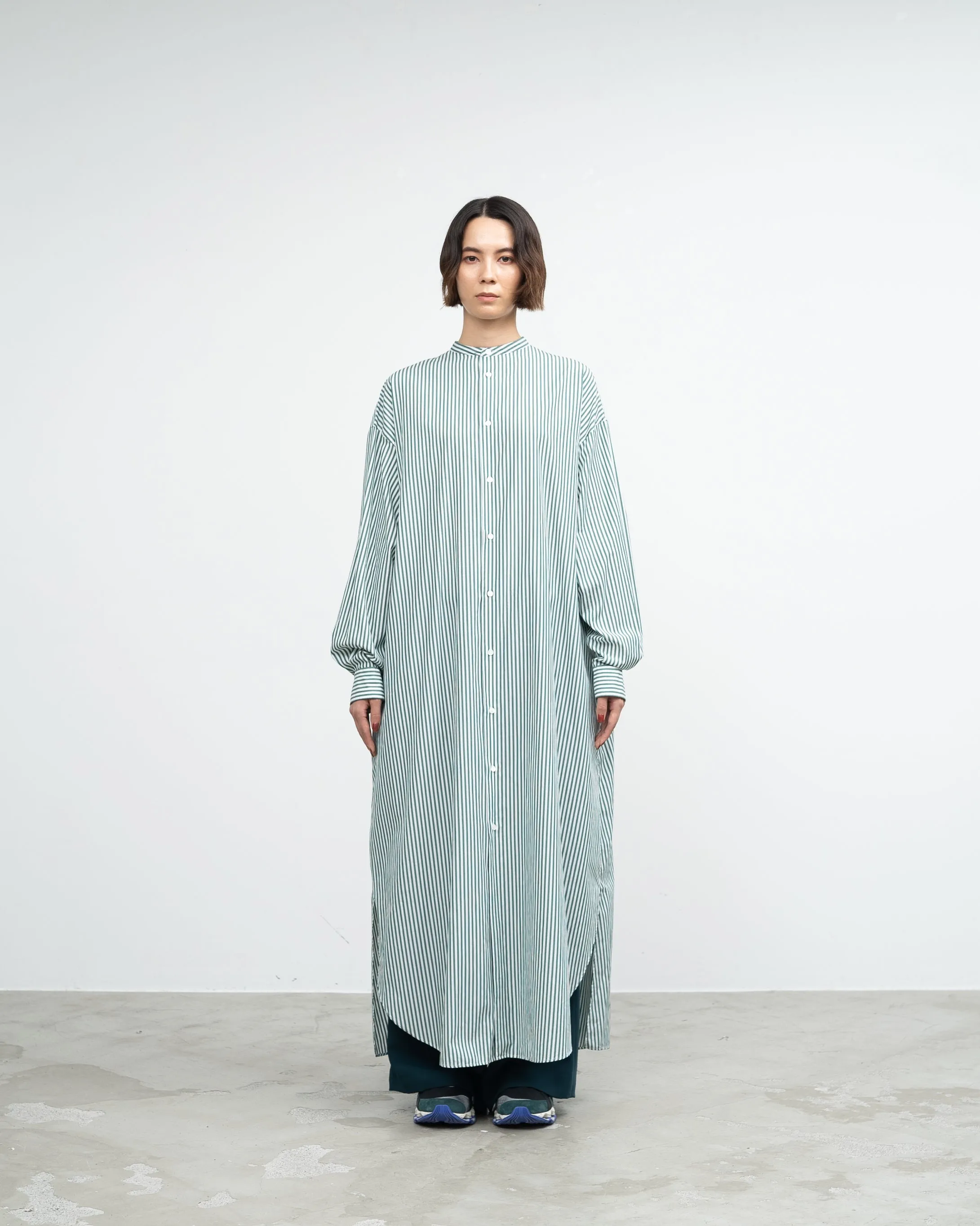 Broad Band Collar Oversized Shirt Dress