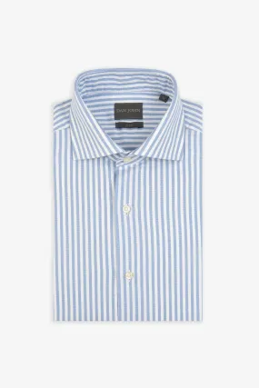 Camicia a righe operata azzurra slim