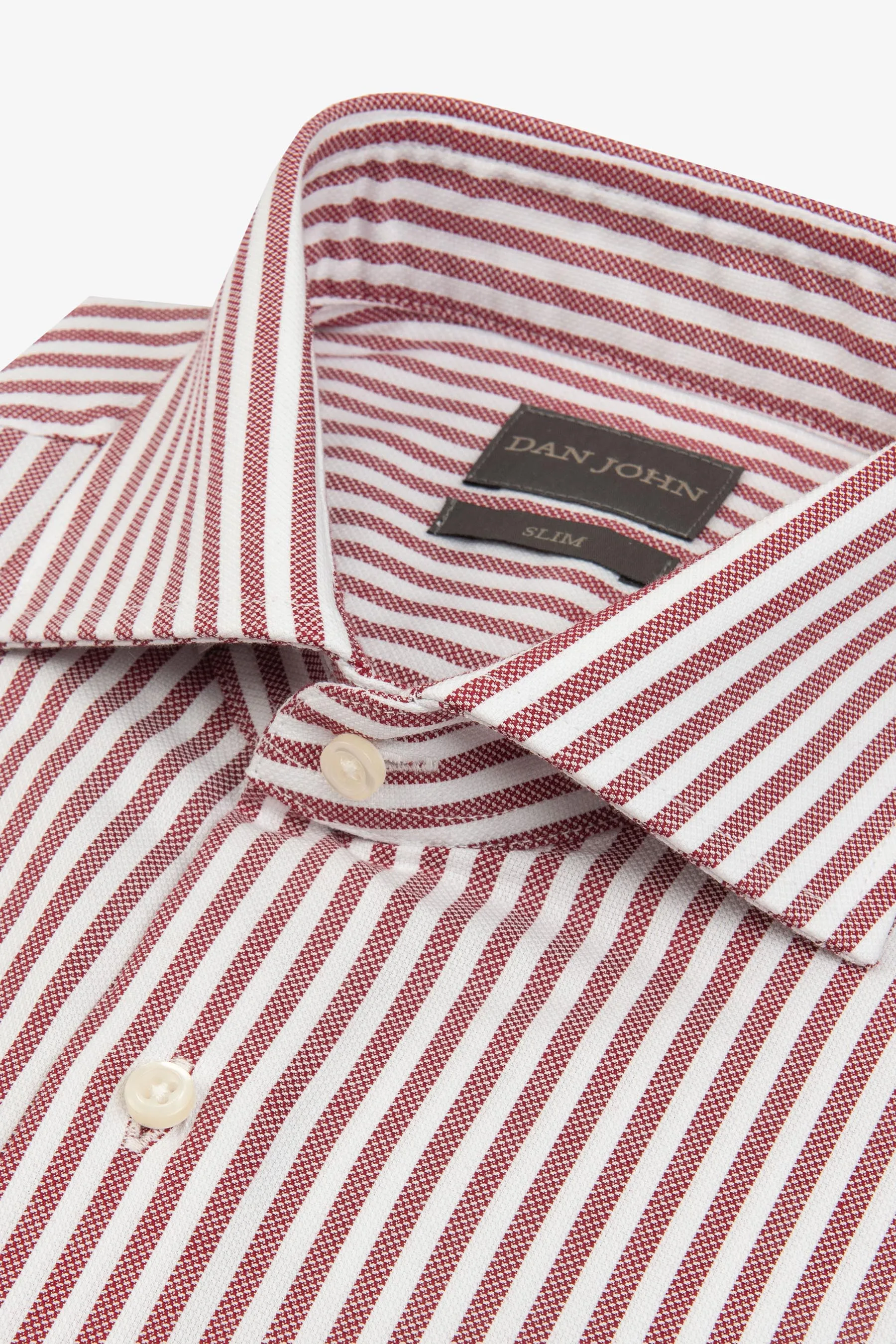 Camicia a righe operata bordeaux slim