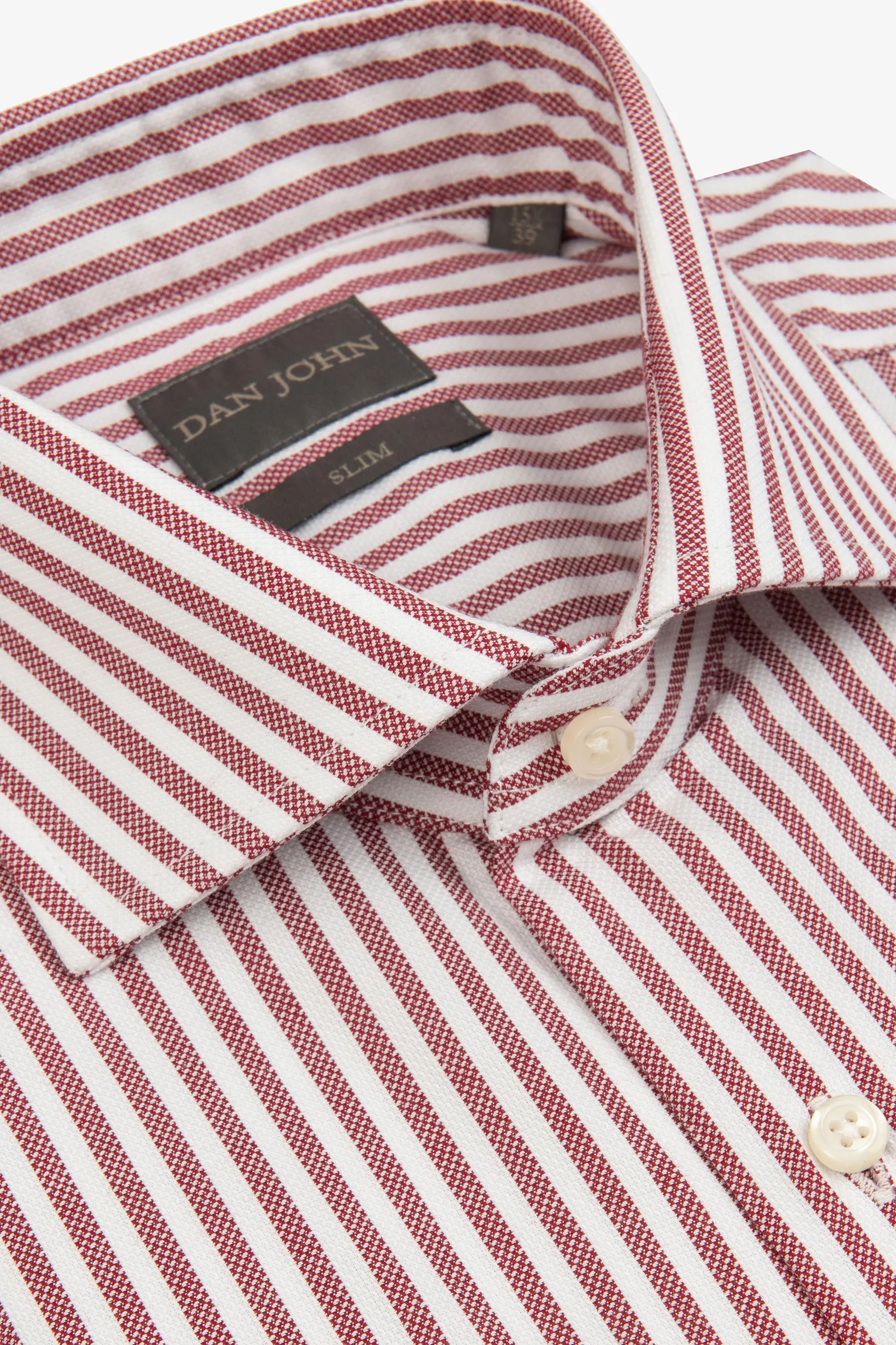 Camicia a righe operata bordeaux slim