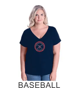 Chap Baseball Curvy Ladies Tee in 4 Designs- Matte or Glitter