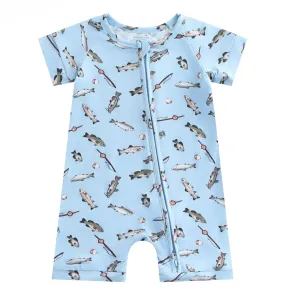 Charlie Play Gone Fishin' - Bamboo Shorty Romper