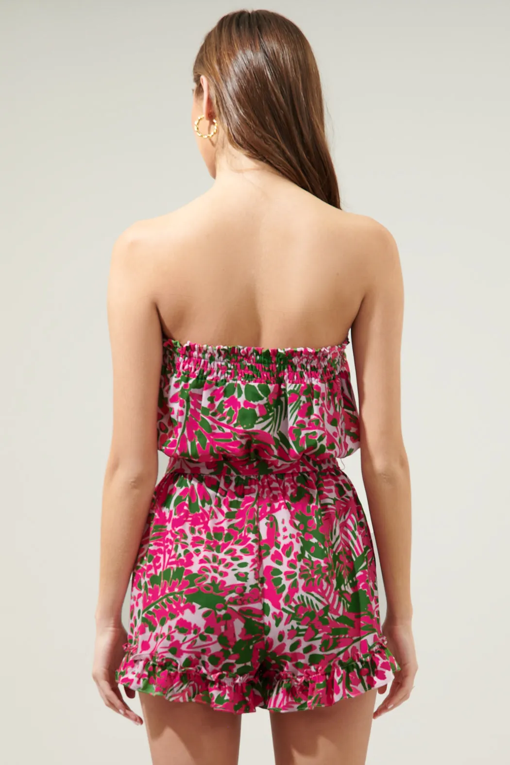 Cienega Floral Frilly Strapless Romper