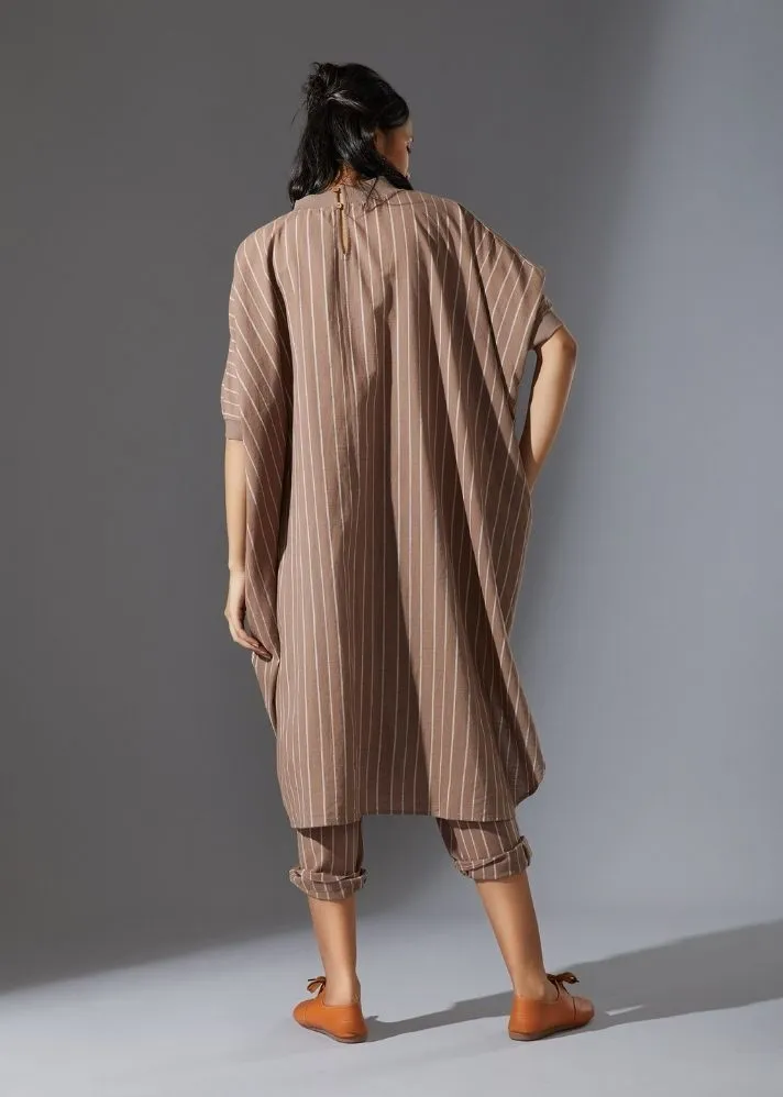 Cotton Cowl Dress-Beige