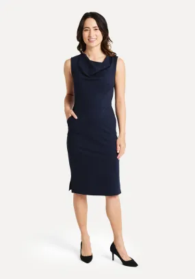 Cowl Neck Dress (Navy)