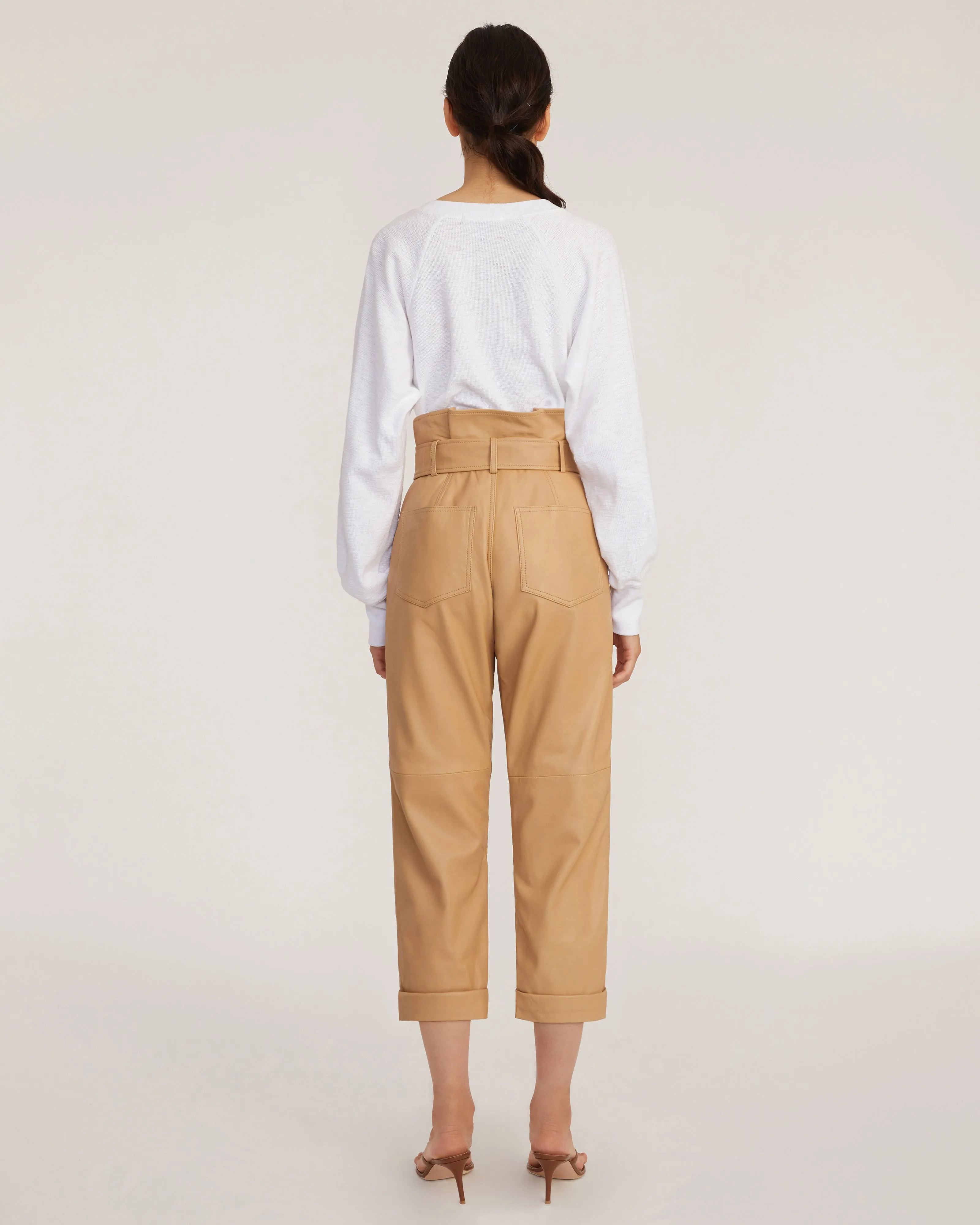 Dixon Leather Paper Bag Cropped Pant in Desert