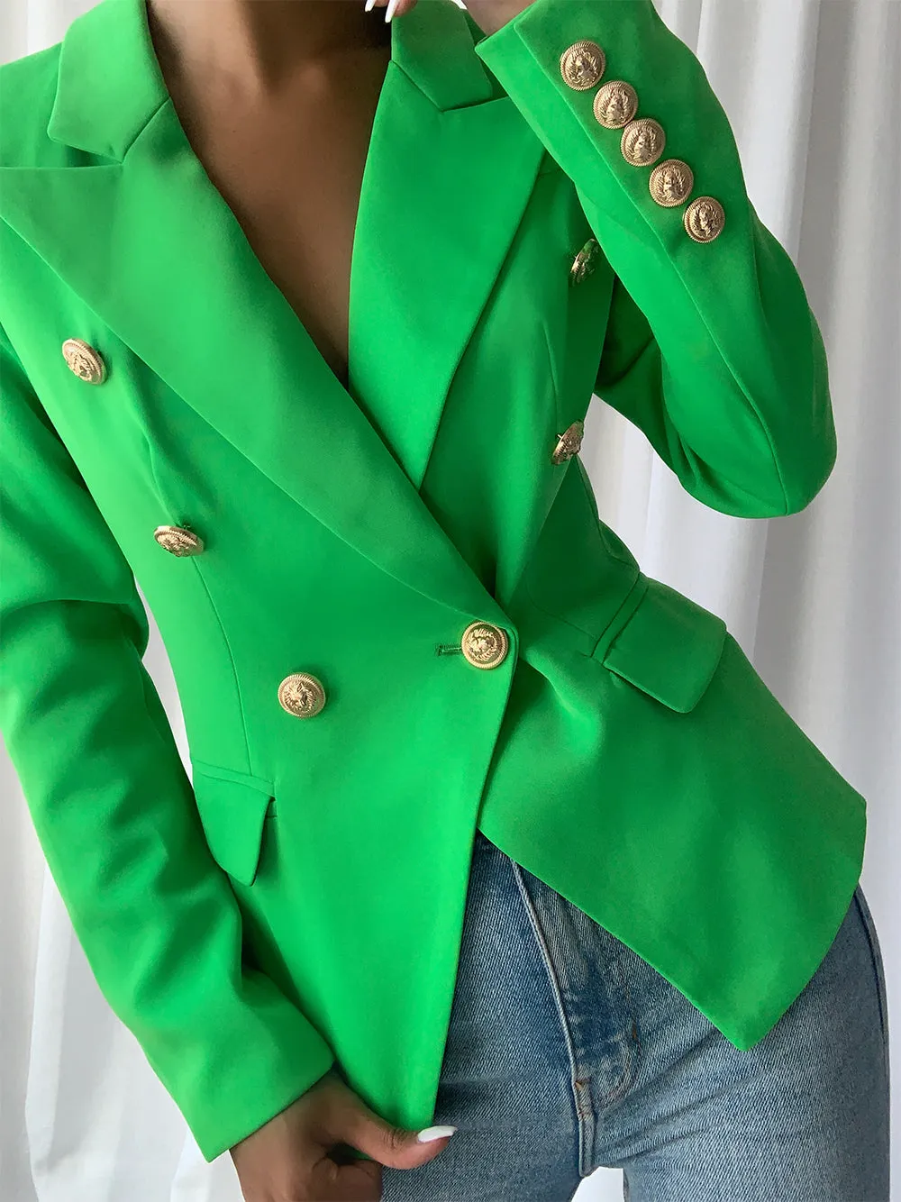 Double Breasted Blazer in Hunter Green