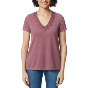 Ella Moss Women's Super Soft Lightweight V-Neck Lace T-Shirt Top