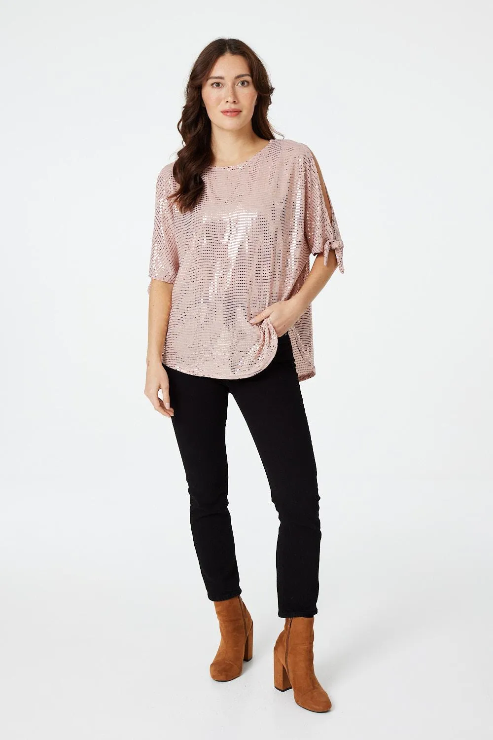 Embellished Cold Shoulder Blouse