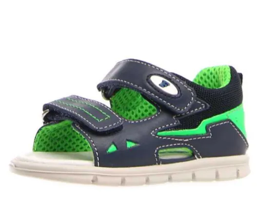 Falcotto Boy's Knik Sandals - Navy Verde Fluo