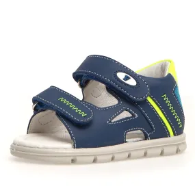 Falcotto Glimmery Boy's and Girl's Sandals - Azure/Yellow Fluo