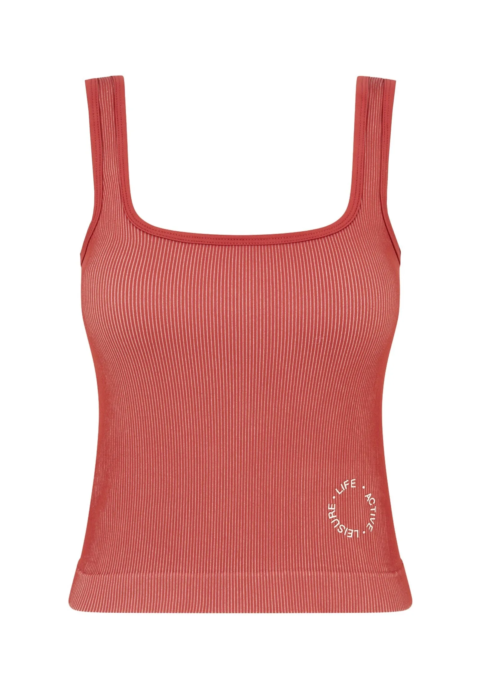 Fine Ribbed Scoop Neck Tank - Melon