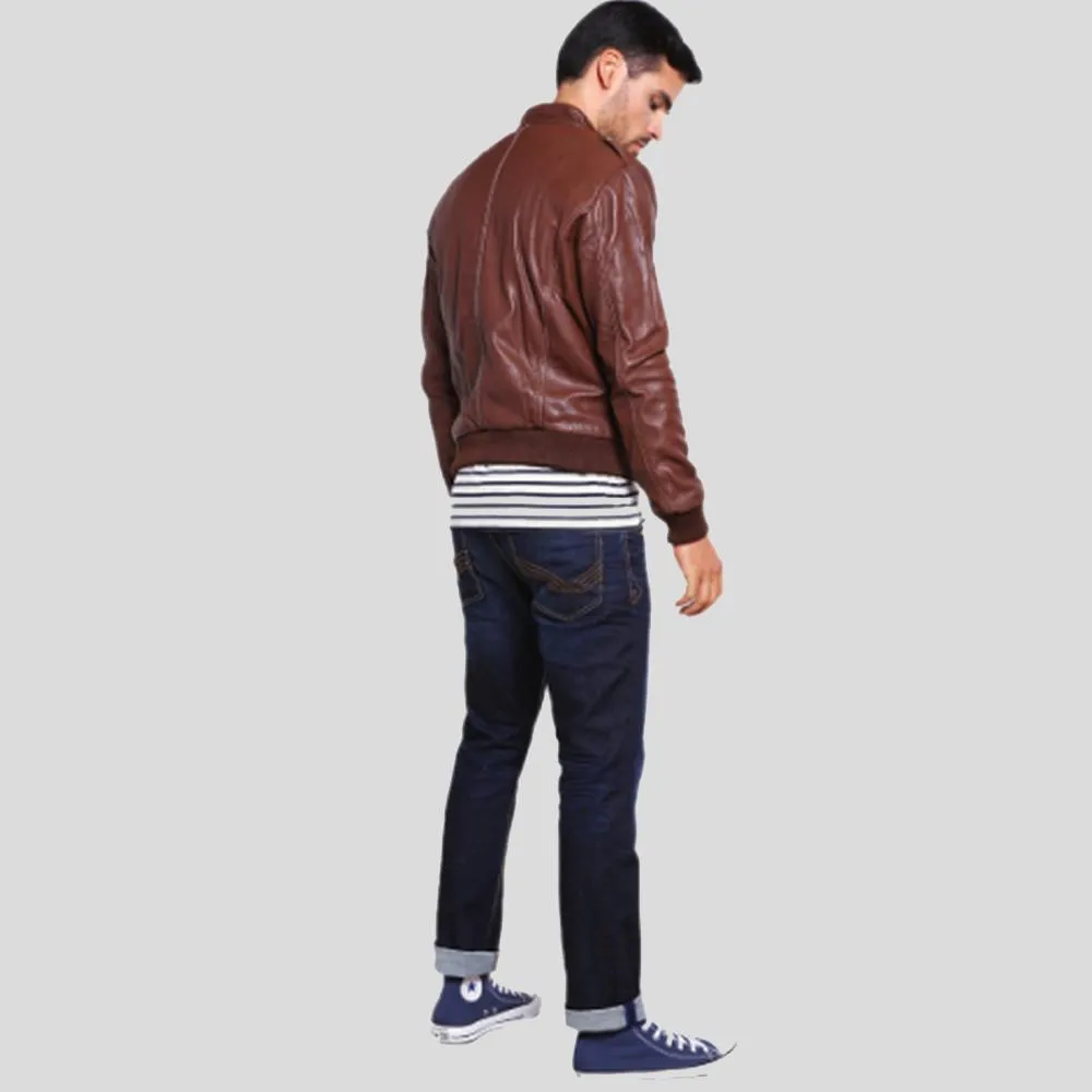 Fonz Brown Bomber Leather Jacket