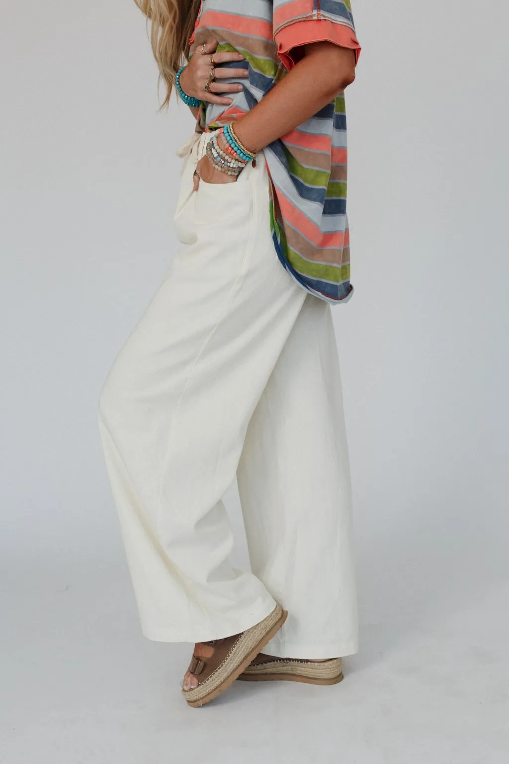 Groove Out Wide Leg Pants - Ivory