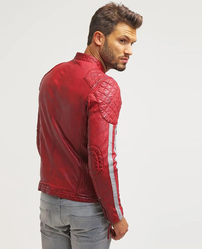 Hank Red Quilted Leather Jacket