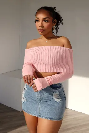 Legalley Pretty Knit Off Shoulder Crop Top