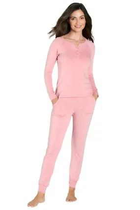 Long Sleeve Henley Loungewear Set - Sales Rack