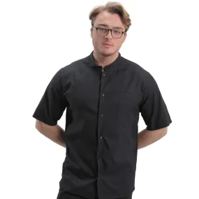 Men's Black Embossed Short Sleeve Chef's Coat - MANELLI