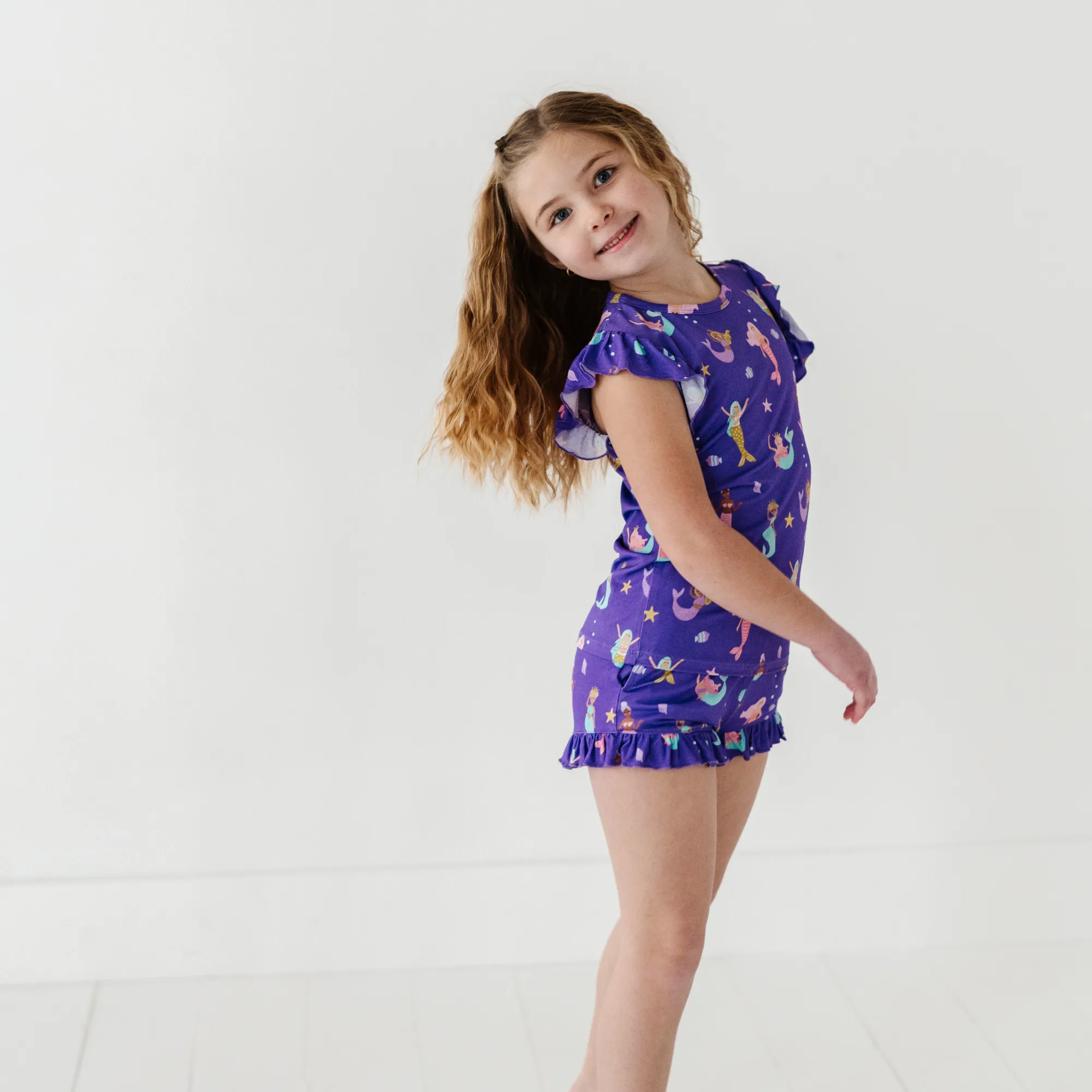 Mermaid in the U.S.A. Short Ruffle Pajamas Toddler/Kids