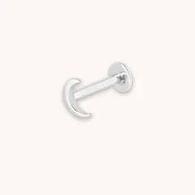 Moon Piercing Stud in Solid White Gold