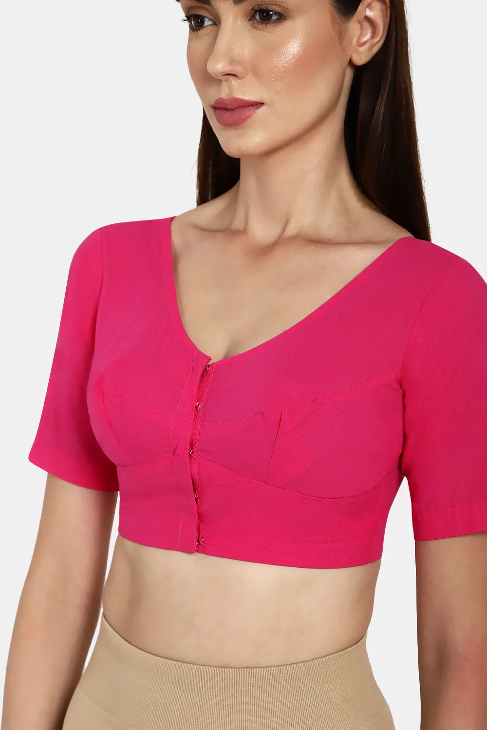 Naidu Hall Round neck long sleeve blouse - Fuchsia