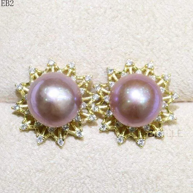 Natural Color Freshwater Pearl Fashion Jewelry 9-10mm Edison Pearl Earrings