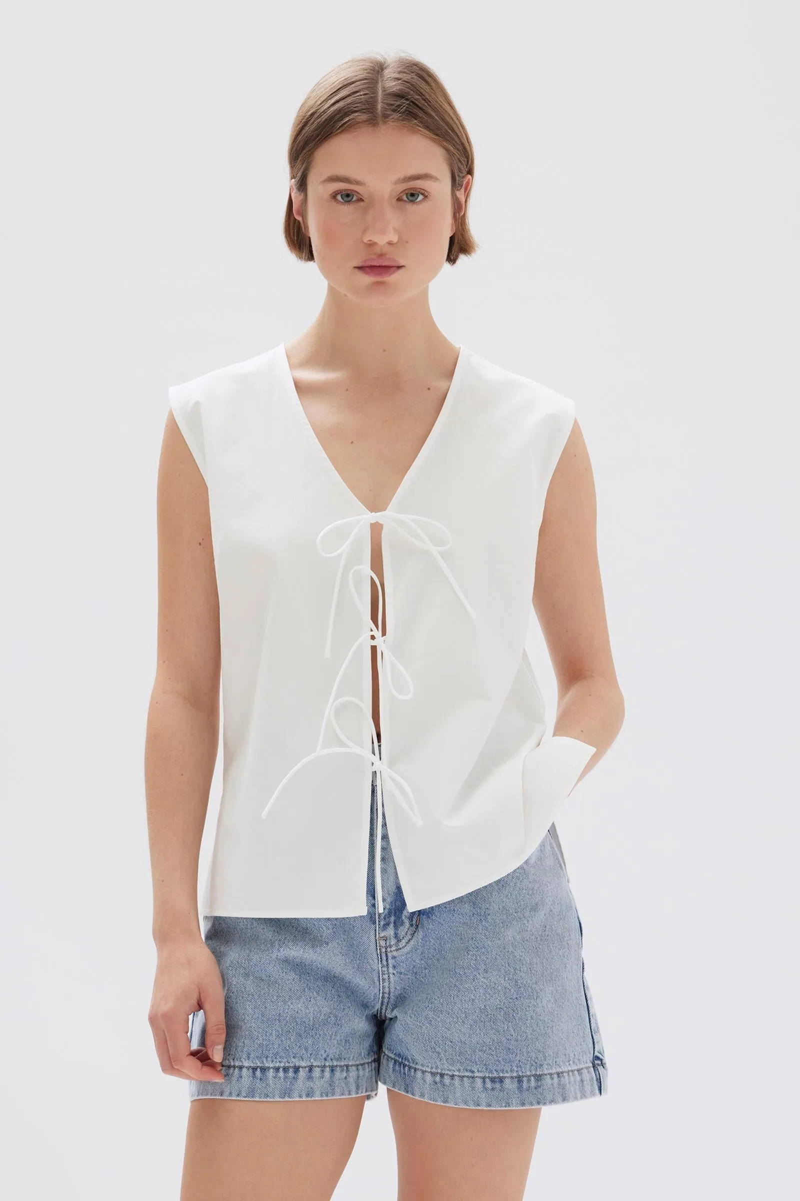 Ollie Poplin Tie Top