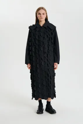 OLYA | COAT BONDED COTTON (EMB) MIDNIGHT BLACK