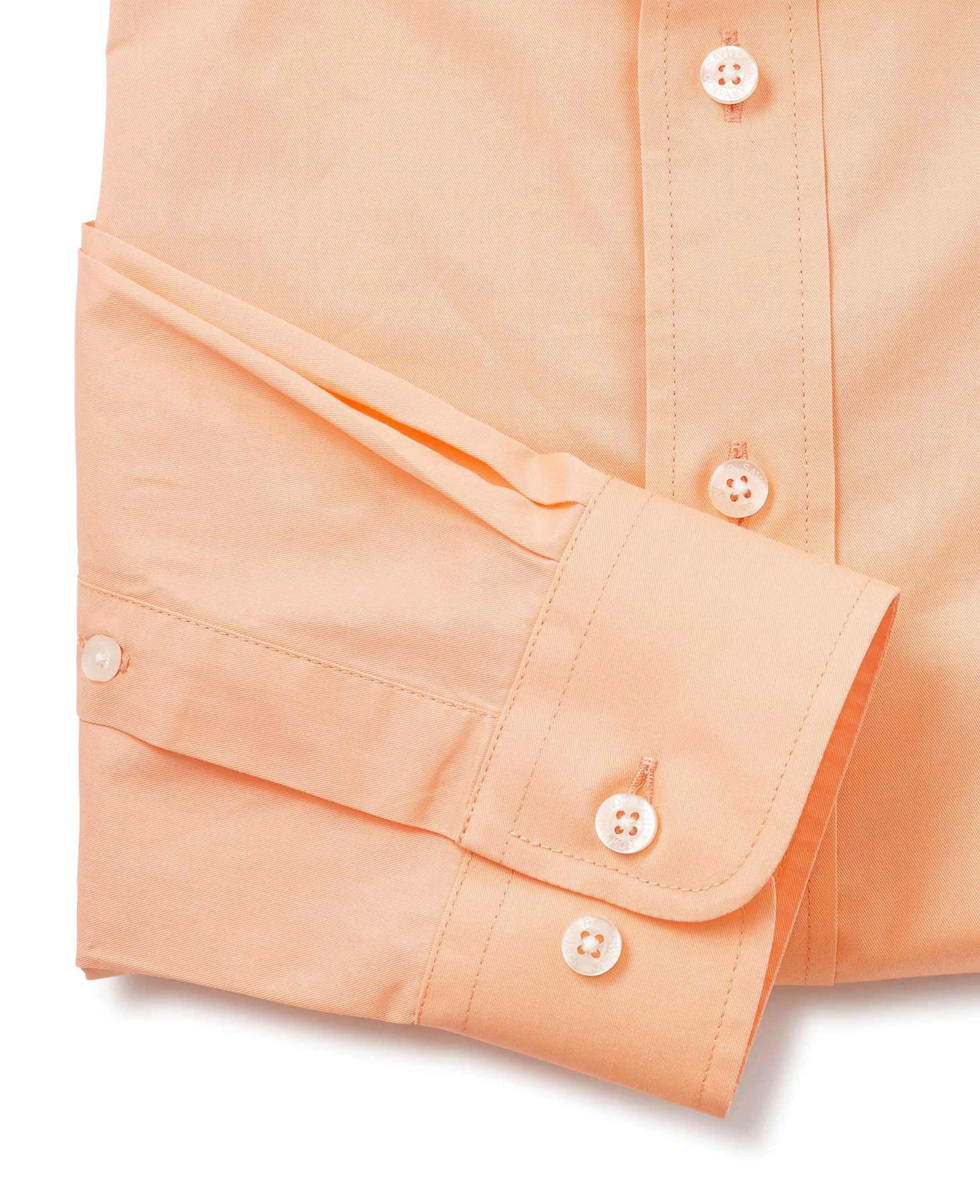 Peach Twill Slim Fit Shirt in Shorter Length