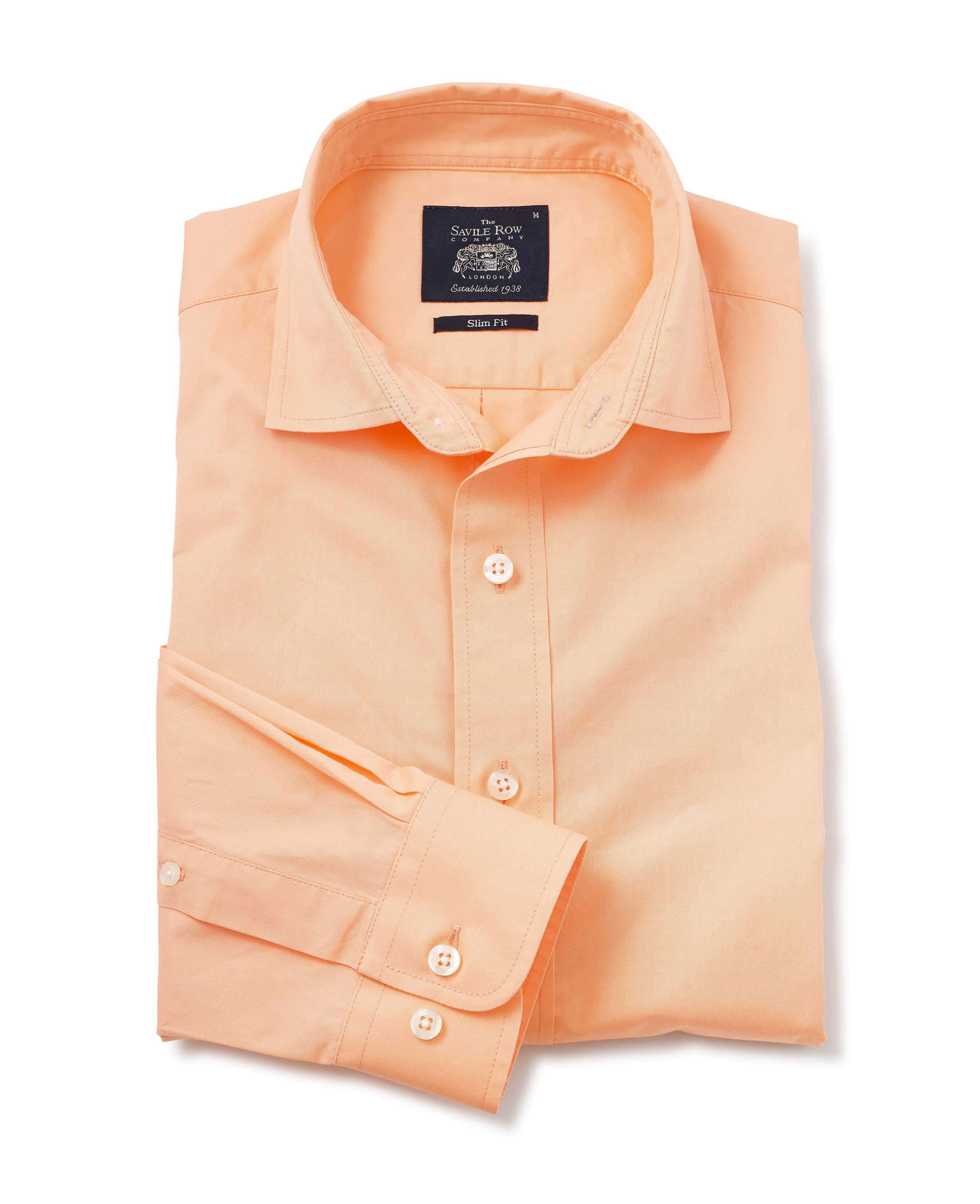 Peach Twill Slim Fit Shirt in Shorter Length