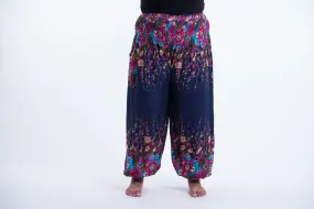 Plus Size Floral Unisex Harem Pants in Blue