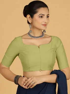 Priya x Rozaana | Elbow Sleeves Saree Blouse in Pista Green