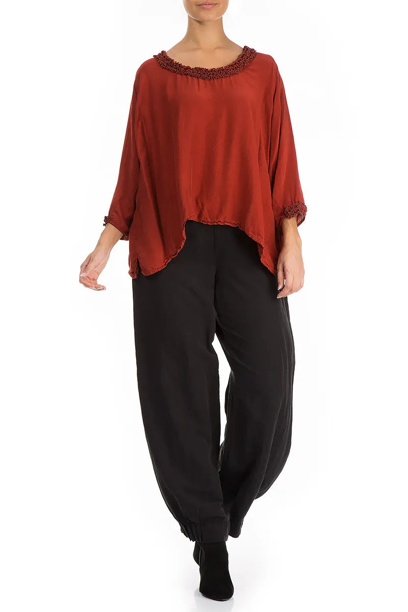 Romantic Brick Silk Bamboo Blouse