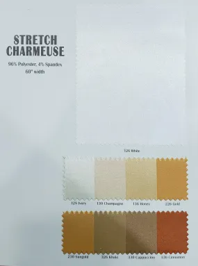 Stretch Charmeuse Satin Fabric | Soft Silky Satin Fabric | 96% Polyester 4% Spandex | Multiple Colors | Wholesale Bolt |